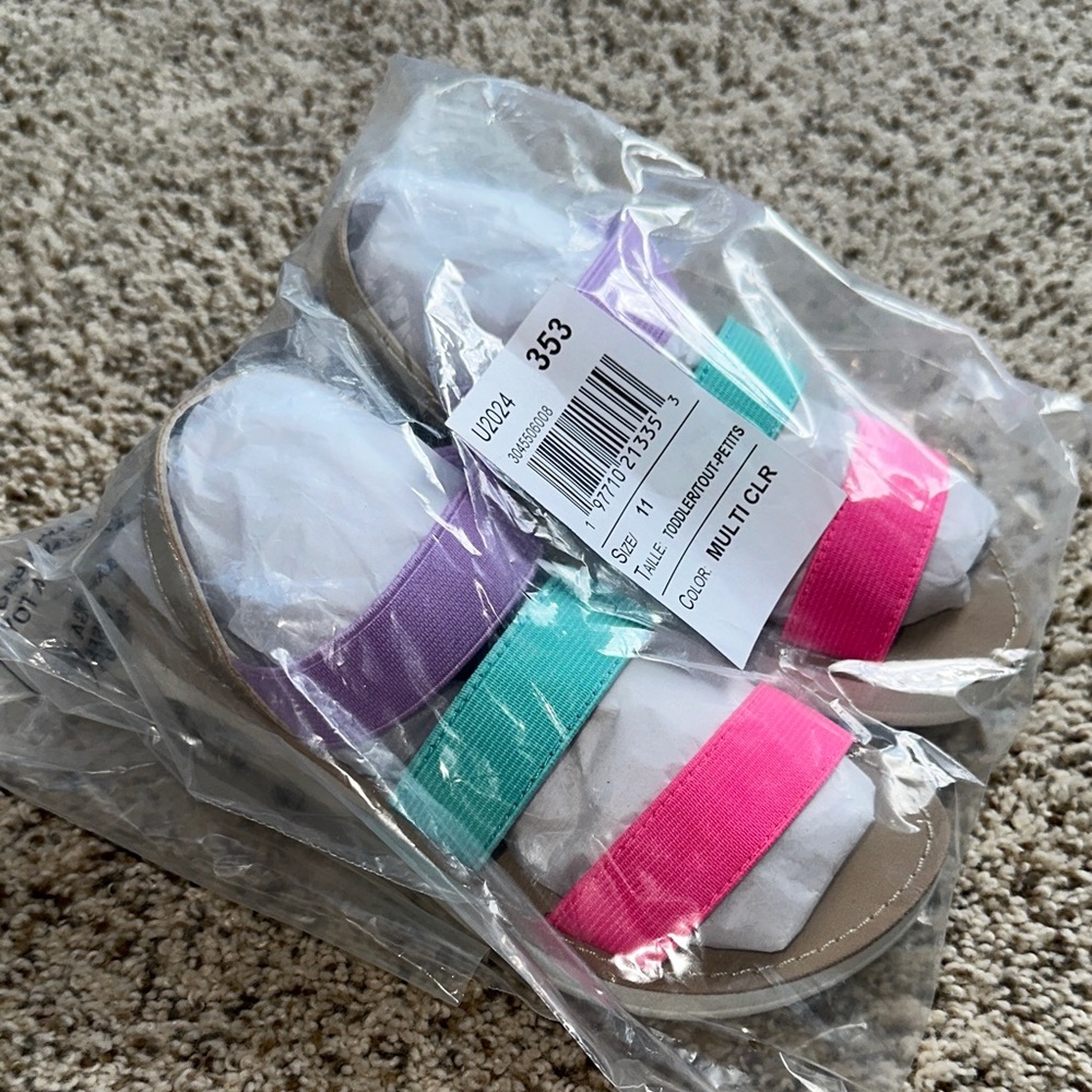 NWT Childrens Place toddler girls size 11 Colorful Slide Sandals with Straps